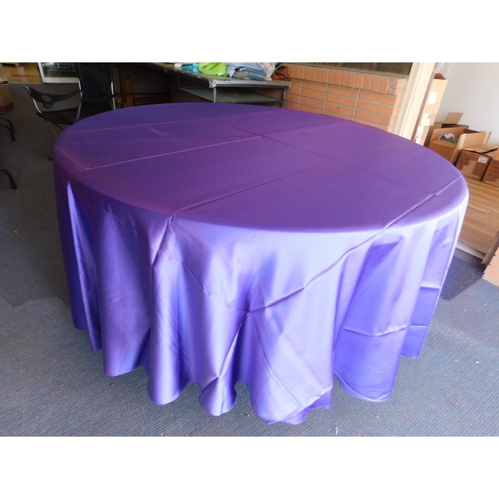 108" Round Satin Violet Tablecloth